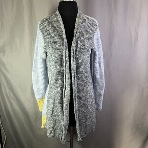 Caslon Cardigan Sweater Women Small Multicolor Colorblock Open Front Marled Knit